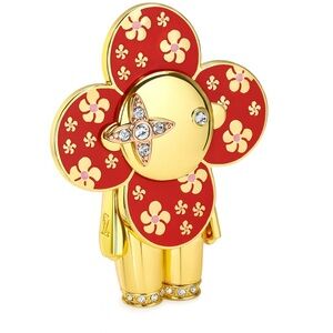 Gold and Red Flower Character Keychain Bag Accessories Gift for Her